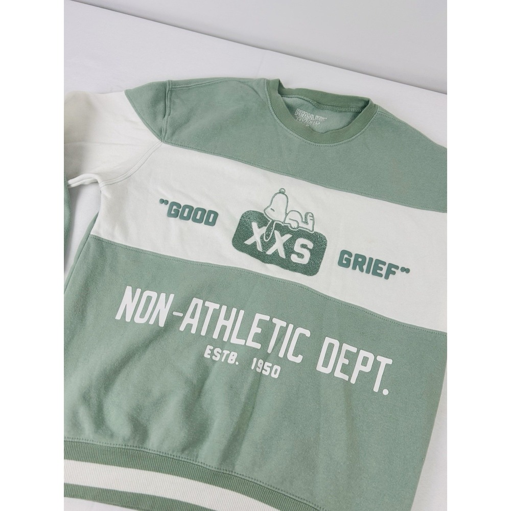 Peanuts Apparel Sweatshirt Good Grief Non-Athletic Dept Green White Womens Small